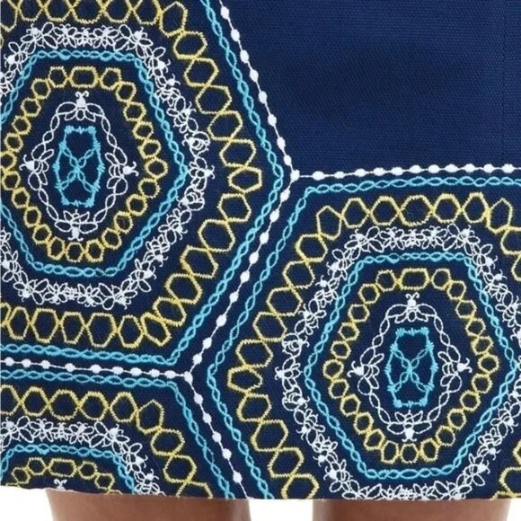 Lilly Pulitzer Bowen Navy Blue Comb Get It Embroidered Strapless Dress Size 6 - Picture 5 of 5